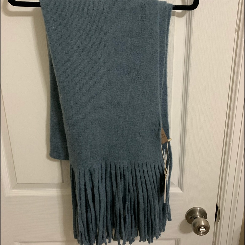 Long Fringe Scarf- Dusky blue